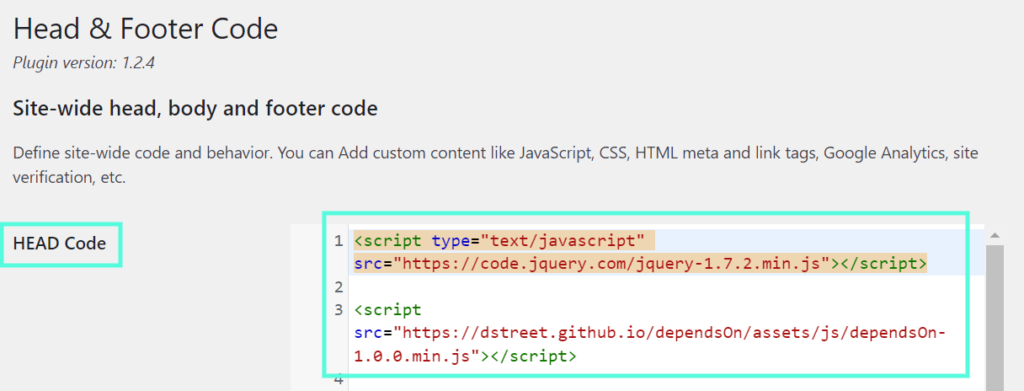 dependsOn jQuery and JS code